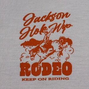 Diamond Cross Ranch Jackson Hole Wyoming Rodeo Orange Graphic White Shirt Mens L